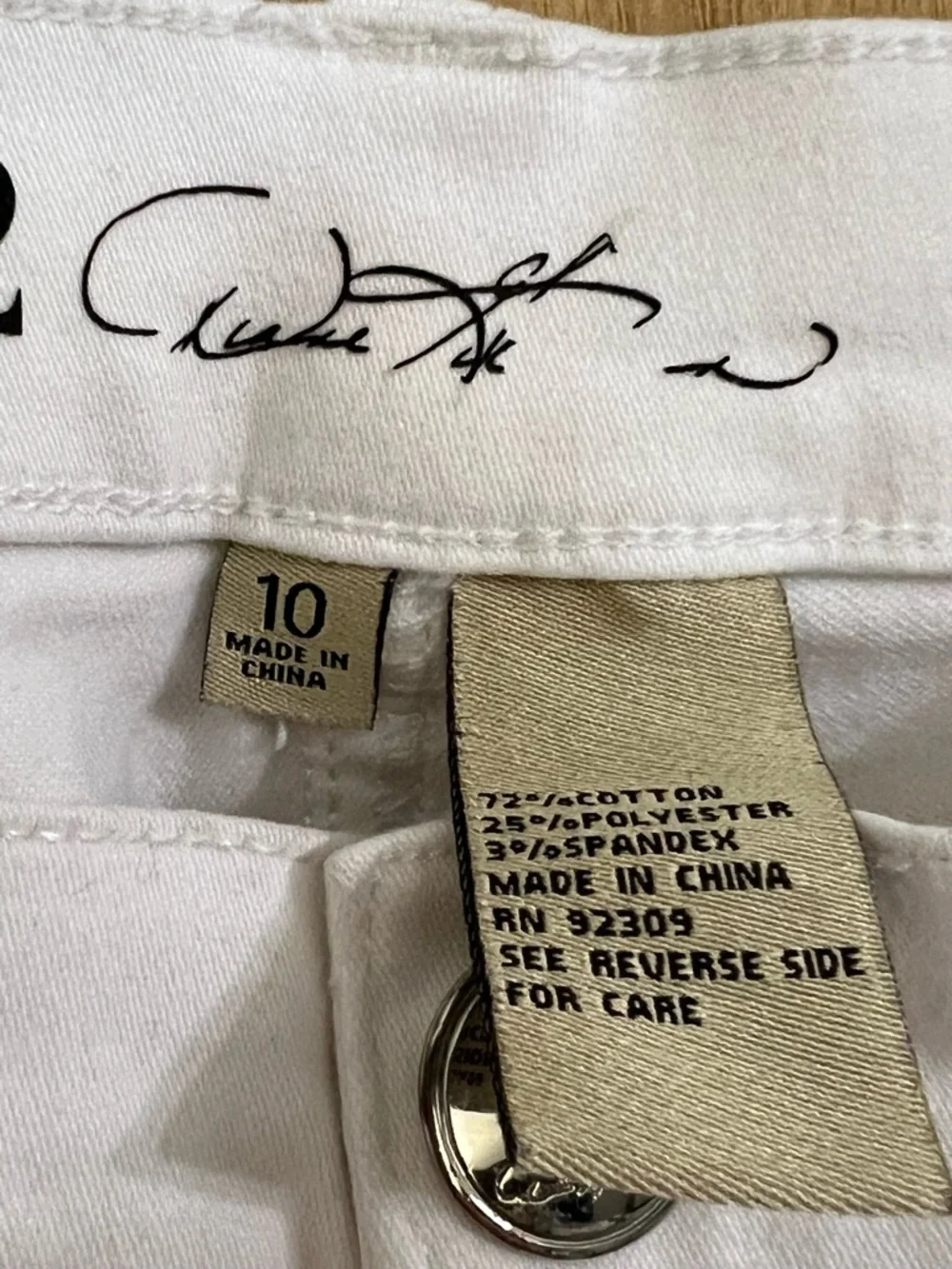 DG2 by Diane Gilman White Straight Leg Jeans with Floral Embroidery 10 - Picture 4 of 4